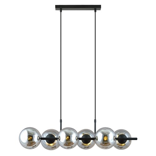 Lampa wisząca RORY 6 BLACK/GRAFIT loft, czarna, klosz