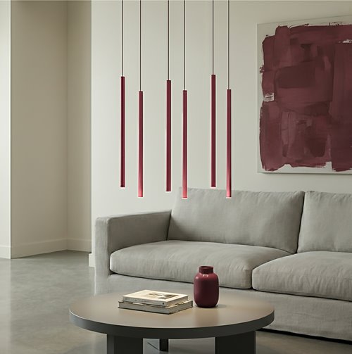 Lampa wisząca SELTER 6 BURGUNDY glamour, sople, burgundowa