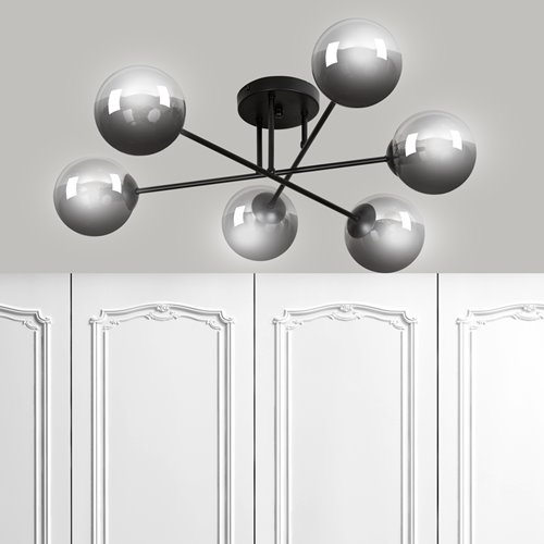 Lampa sufitowa BRENDI 6B BL GRAFIT loft klosze grafit czarna