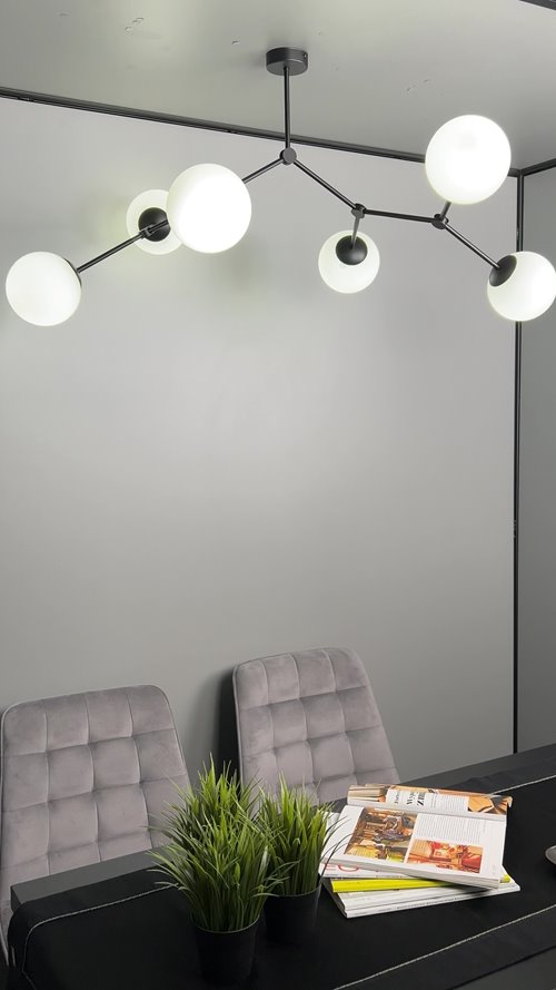 Lampa sufitowa SPACE 6 BL/STRIPE kule czarna/transparent