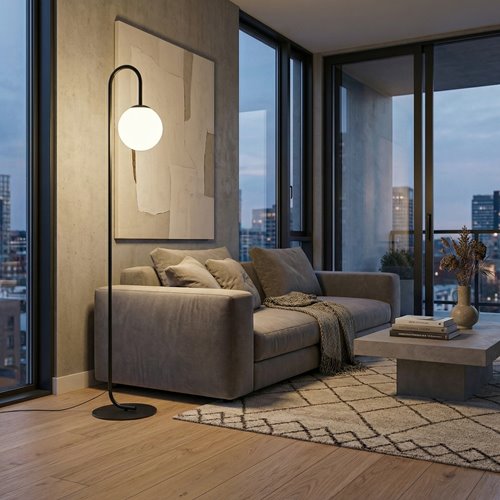 Lampa podłogowa FLOR LP1 BL BLACK nowoczesna, czarna, metal