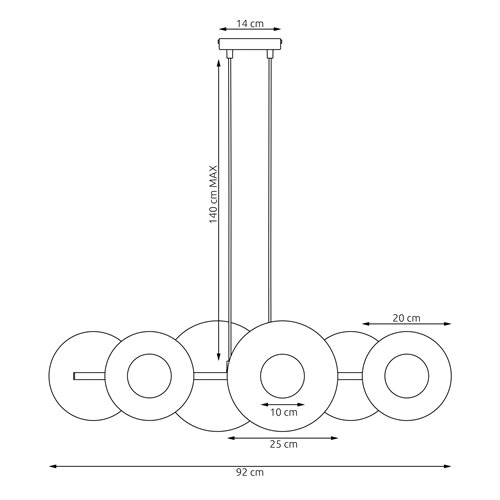 Lampa wisząca UMBRA 6 MOKKA OPAL loft, beżowa, metal, fala
