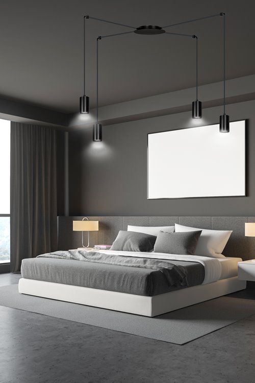 Lampa wisząca TRAKER 4 BL/BLACK nowoczesna, pająk, czarna