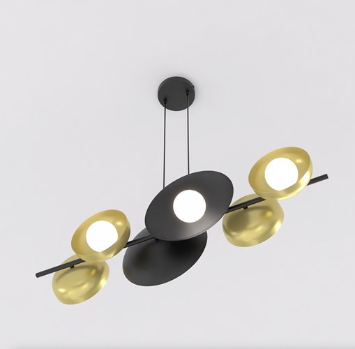 Lampa wisząca VOLUM 6 BL GOLD loft, złota, metal