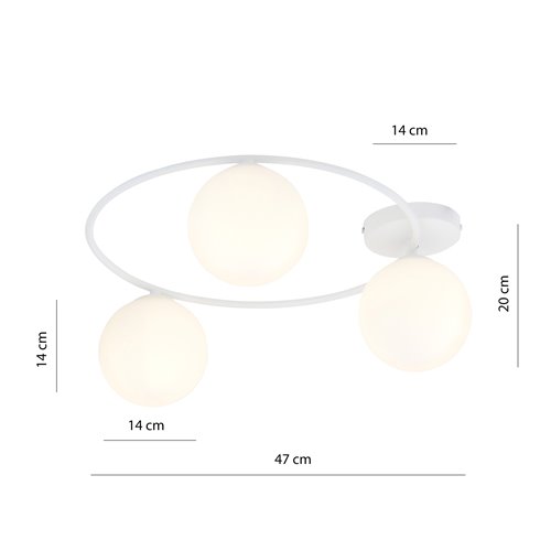 Lampa sufitowa SOPRA 3 WH OPAL plafon klosze kule, biała