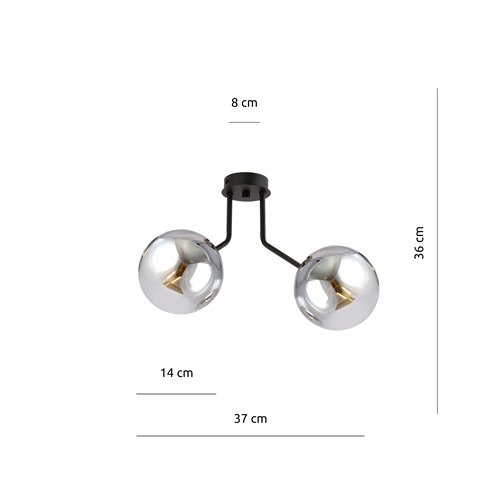 Lampa sufitowa NOVA 2 BL/GRAFIT kule klosze czarna/grafit