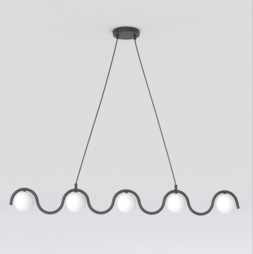 Lampa wisząca SINUS 5 BL OPAL nowoczesna, czarna, metal