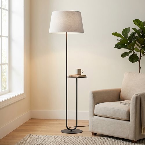 Lampa podłogowa HOTEL LP1 GRAY abażur, szary, klasyczna