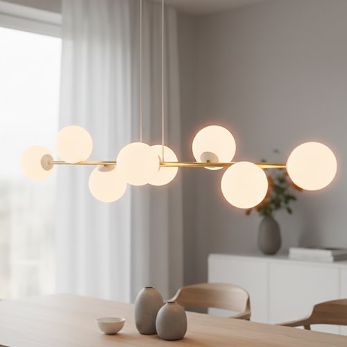 Lampa wisząca GRAVITY 8 WH GOLD glamour, biała/złota