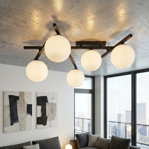 Lampa sufitowa SMART 5 BLACK/OPAL nowoczesna czarna/biała