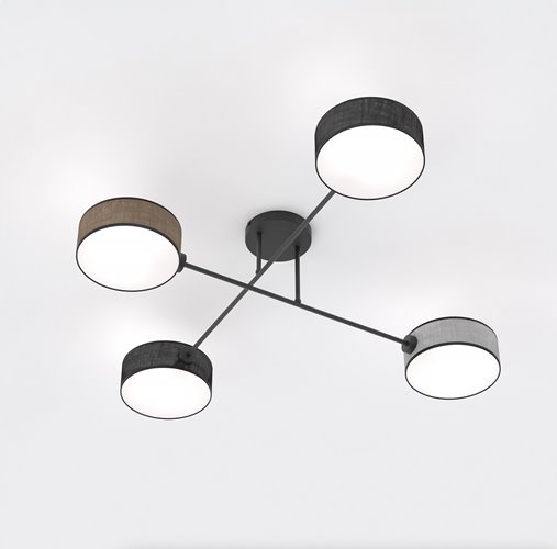 Lampa sufitowa MAGA 4 MIX1 plafon, brązowa, abażur