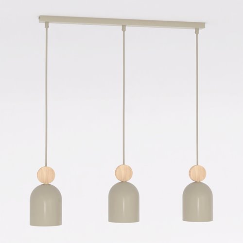 Lampa wisząca MESI 3 MOKKA nowoczesna, beżowa, metal drewno