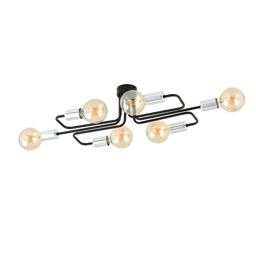 Lampa sufitowa VEKEN 6A SILVER plafon loft czarny/srebrny