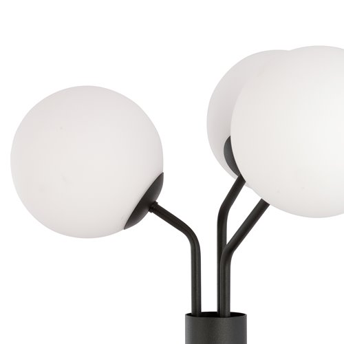 Lampa podłogowa NOVA LP3 BL/OPAL klosze kule czarna/biała