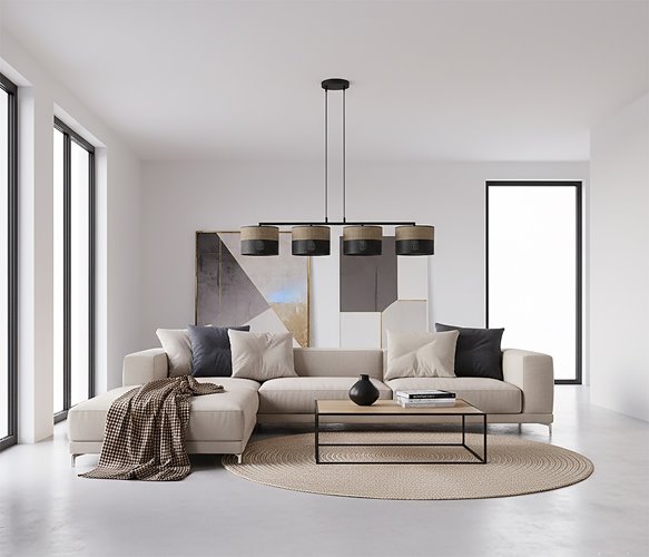 Lampa wisząca KARBON 4 BL BROWN klasyczna, abażur, brązowa