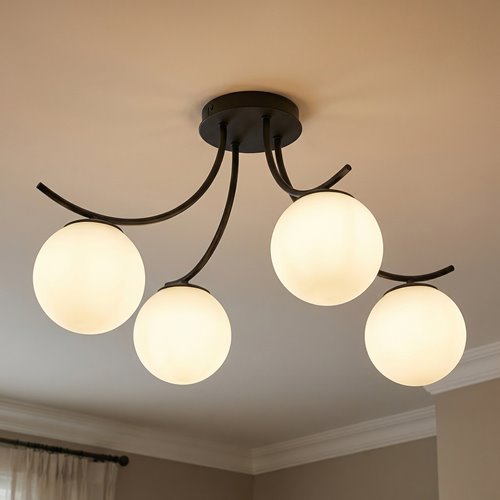 Lampa sufitowa BOSTON 4 BLACK/OPAL nowoczesna czarna/biała