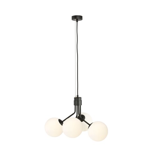 Lampa wisząca NOVA 4 BL/OPAL klosze kule czarna/biała