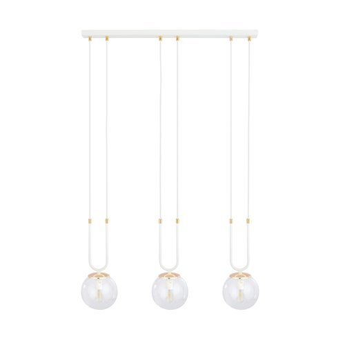 Lampa wisząca GLAM 3 WH/TRANSPARENT biała/transparent/złota