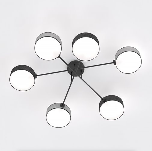 Lampa sufitowa MAGA 6 MIX2 plafon, szara, abażur