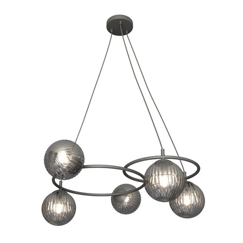 Lampa wisząca LIBRA 5 BL GRAFIT, design, klosz, biały czarny