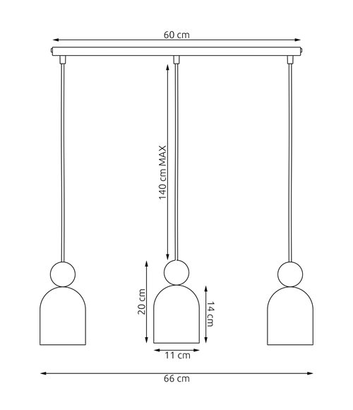 Lampa wisząca MESI 3 MOKKA nowoczesna, beżowa, metal drewno
