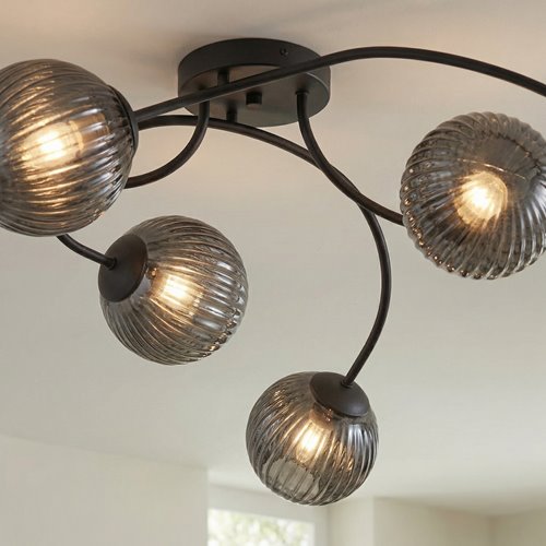 Lampa sufitowa VIBRA 6 BL GRAFIT plafon, klosz grafit czarny