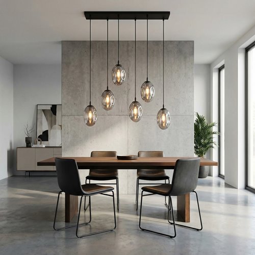 Lampa wisząca ASTRAL 6 BL GRAFIT desing klosze czarny/grafit