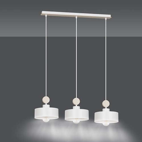 Lampa wisząca TUNISO 3 WHITE skandynawska, drewno, biała