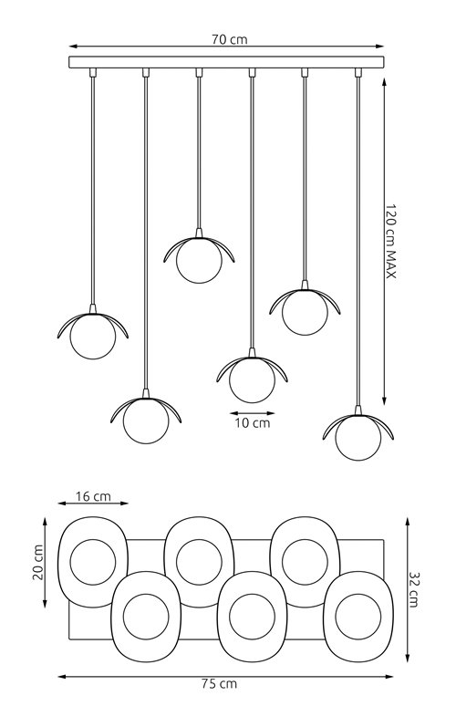 Lampa wisząca RITUAL 6 MOKKA nowoczesna, beżowa, metal
