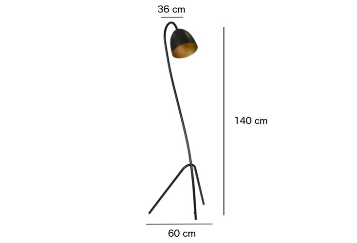 Lampa podłogowa HARIS LP1 BLACK / GOLD loft, czarno/złota