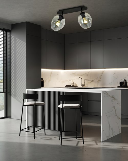 Lampa sufitowa FLOW 2 BL GRAFIT loft klosz czarna grafit