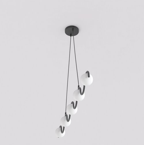 Lampa wisząca SINUS 5 BL OPAL nowoczesna, czarna, metal