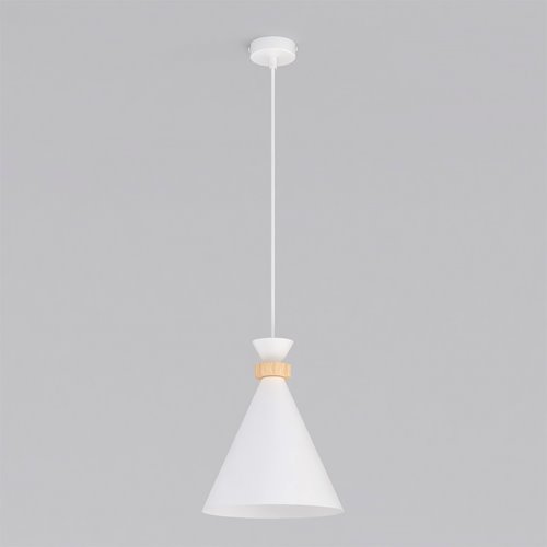 Lampa wisząca ZERO 1 WHITE nowoczesna, biała, metal, drewno