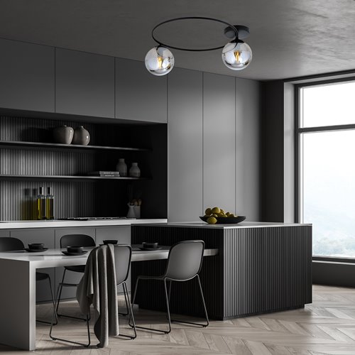 Lampa sufitowa SOPRA 2 BL GRAFIT plafon klosze czarna/grafit