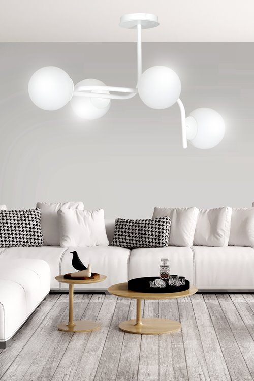 Lampa sufitowa KALF 4A WHITE klasyczna, klosz, biała