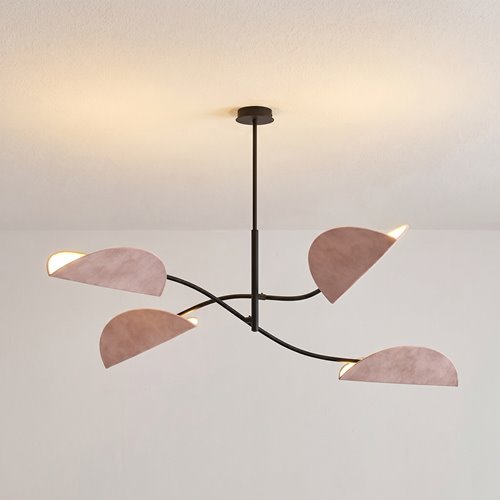Lampa sufitowa LOTUS 4 BL GRAY abażury, czarna, szara