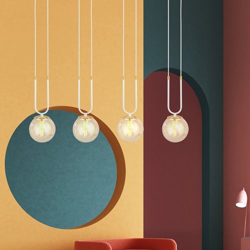Lampa wisząca GLAM 4 WH/MIODOWY biała/bursztyn/złota