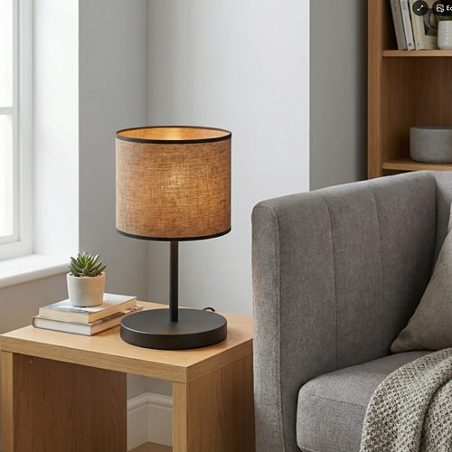 Lampka nocna ECO LN1 BROWN abażur, brązowa, klasyczna