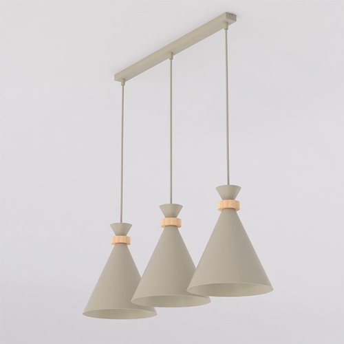 Lampa wisząca ZERO 3 MOKKA nowoczesna, beżowa, metal, drewno