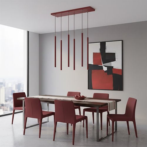 Lampa wisząca SELTER 6 BURGUNDY glamour, sople, burgundowa
