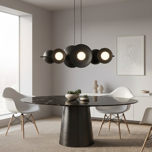 Lampa wisząca VOLUM 6 BLACK loft, czarna, metal