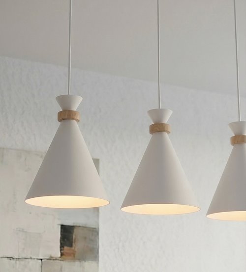 Lampa wisząca ZERO 3 WHITE nowoczesna, biała, metal, drewno