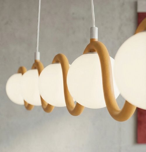Lampa wisząca SINUS 5 ORANGE OPAL nowoczesna, pomarańczowa
