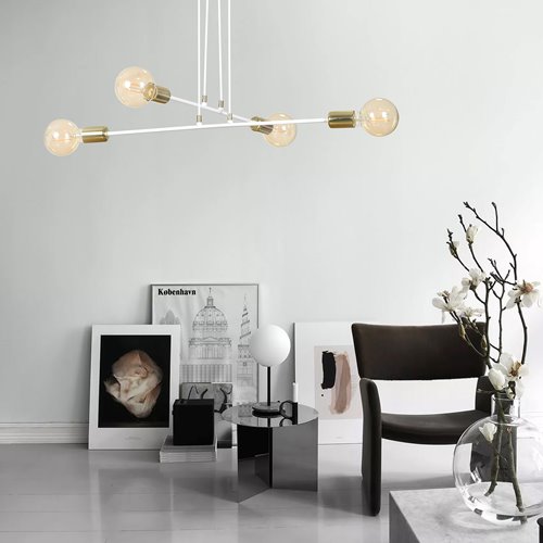 Lampa wisząca VESIO 4 WHITE nowoczesna, loft, biało/złota