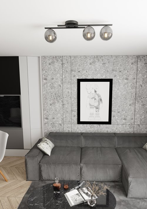 Lampa sufitowa KAIRO 3 BL GRAFIT plafon, klosz, czarna