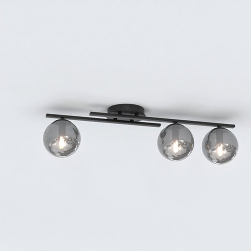 Lampa sufitowa KAIRO 3 BL GRAFIT plafon, klosz, czarna