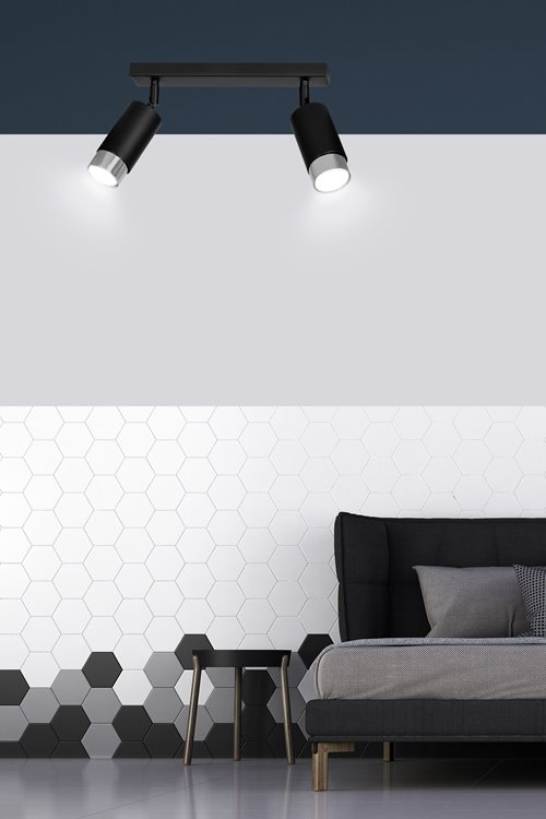 Lampa sufitowa HIRO 2 BL/CHROME tuby, metal, czarny/chrom