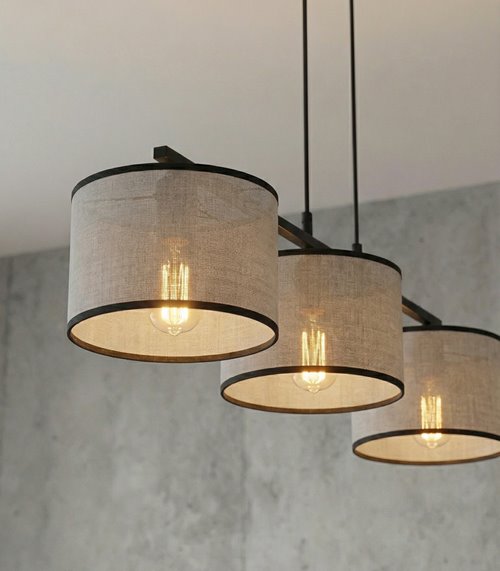 Lampa wisząca ECO 3 BL GRAY klasyczna, abażur, szara