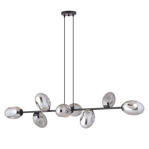 Lampa wisząca PANDORA 8 BL GRAFIT design szkło czarny/grafit