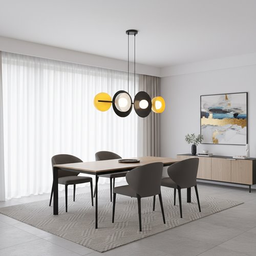 Lampa wisząca VOLUM 6 BL MIX loft, czarna, metal